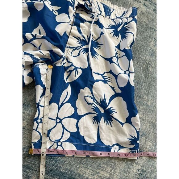Old Navy Blue White Tropical Floral Print Swim Trunks Large - Picture 5 of 6